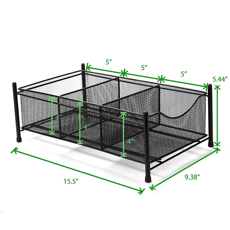 Mind Reader -Compartment Pull-out Sliding Organizing Drawer Storage Basket