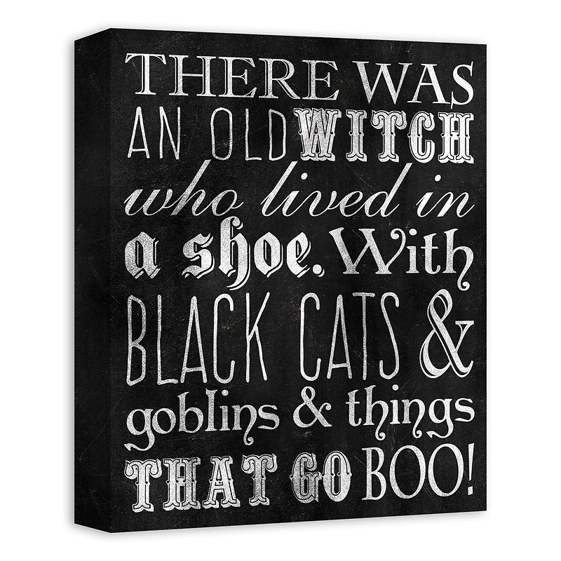 Black & White Old Witch Canvas Wall Art
