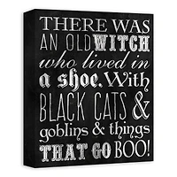 Black & White Old Witch Canvas Wall Art