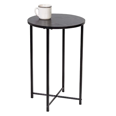 6 Pack: Honey Can Do Black Round Side Table with X-Pattern Base