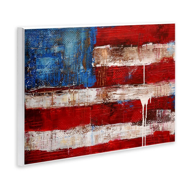 Stupell Industries Rustic United States Flag with Distressed Paint Drip Wall Plaque Art