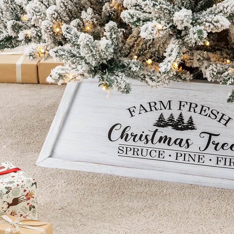 Glitzhome® 32" White Trapezoid Farm Fresh Christmas Tree Collar