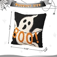 Glitzhome® 14" Hooked Halloween Ghost "BOO" Pillow