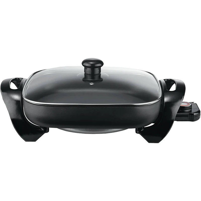 Brentwood 12" Black Nonstick Electric Skillet with Glass Lid