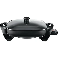 Brentwood 12" Black Nonstick Electric Skillet with Glass Lid