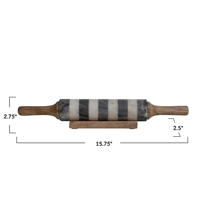 Hello Honey® 16" Striped Marble Rolling Pin with Wood Stand