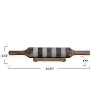 Hello Honey® 16" Striped Marble Rolling Pin with Wood Stand