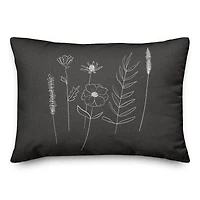 Black Wheat Floral 14" x 20" Throw Pillow