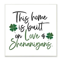 Stupell Industries Love & Shenanigans Lucky Green Clover Calligraphy Quote Wall Plaque Art
