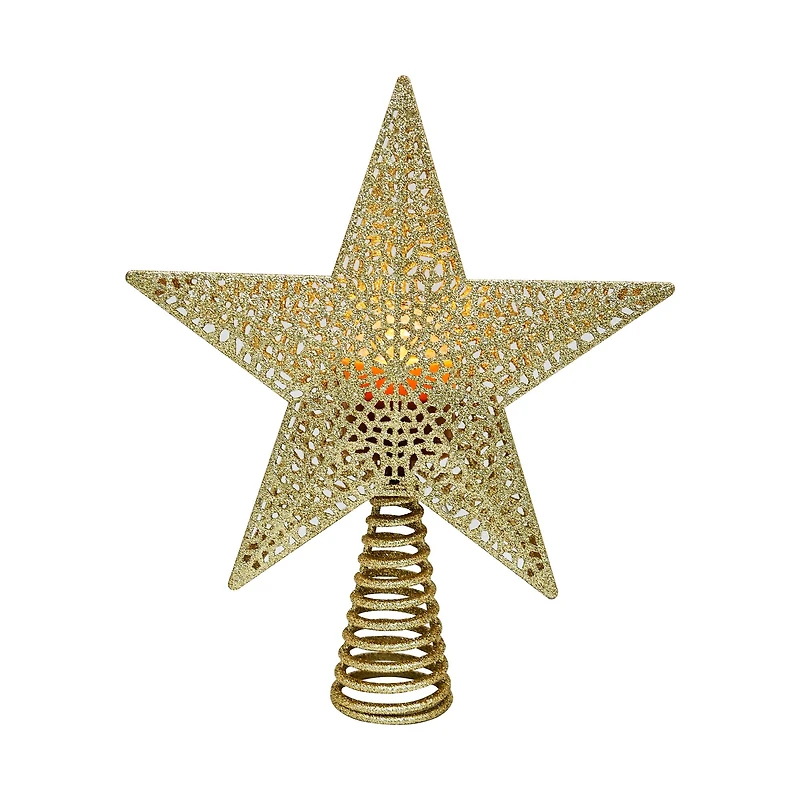 9.5" Gold Glitter Star Lighted Projection Tree Topper by Ashland®
