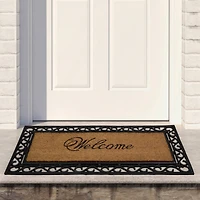 Black & Natural Coir Welcome Wide Doormat