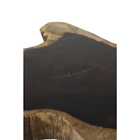 21" Brown Rosewood & Metal Contemporary Accent Table