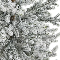 4.75ft. Pre-Lit Flocked Fraser Fir Artificial Christmas Tree  in Tower Planter, Warm White Lights