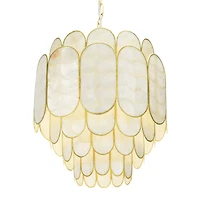 Hello Honey® 17.5" 4-Tier Capiz and Metal Chandelier
