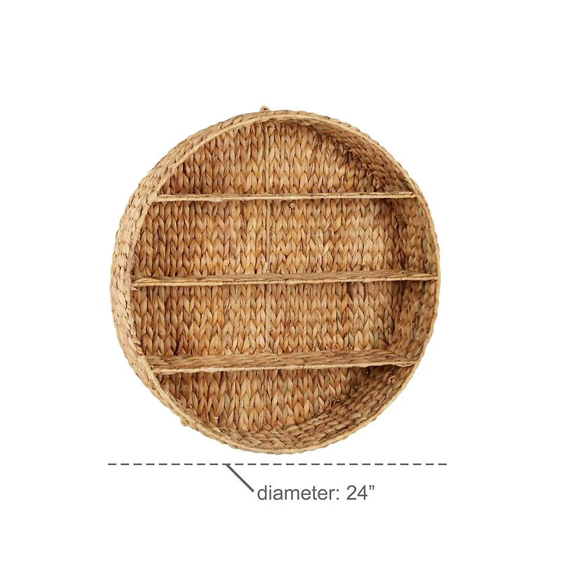 Brown Sea Grass Coastal Style Wall Shelf, 24" x 24" x 24"