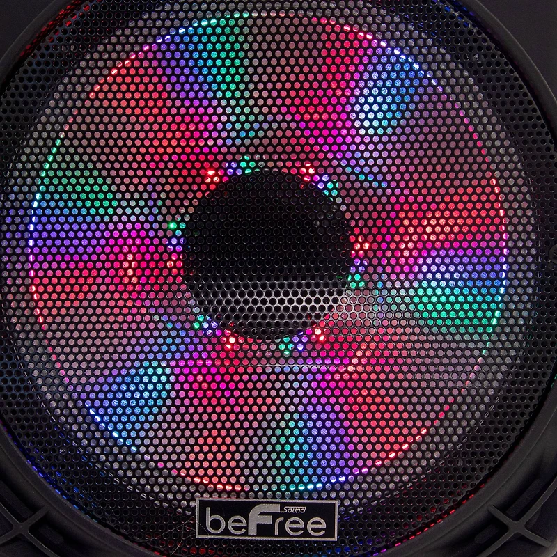 beFree Sound 12" 2500 Watt Bluetooth Portable Party PA Speaker With Illuminating Lights & USB