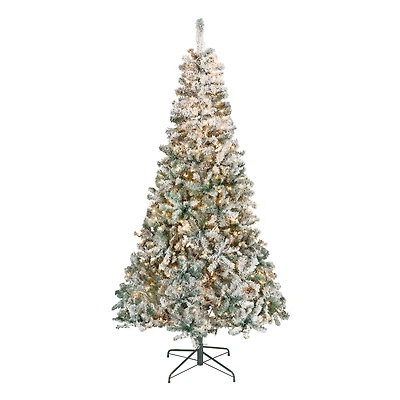 7.5ft Pre-Lit Acacia Flocked Artificial Christmas Tree, Clear Lights