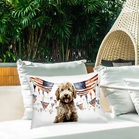 Stupell Industries Patriotic Pup with Flags Outdoor Printed Pillow