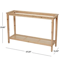32" Natural Brown Wood Shelf Console Table