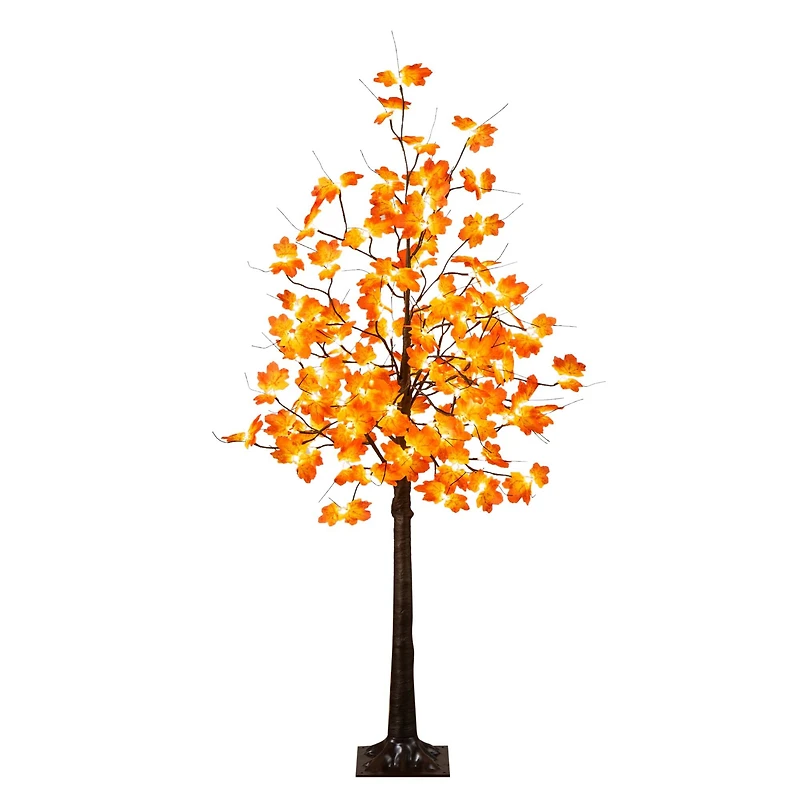 5ft. Pre-Lit Minimalist Autumn Maple Artificial Fall Tree with 96 Warm White LED Lights