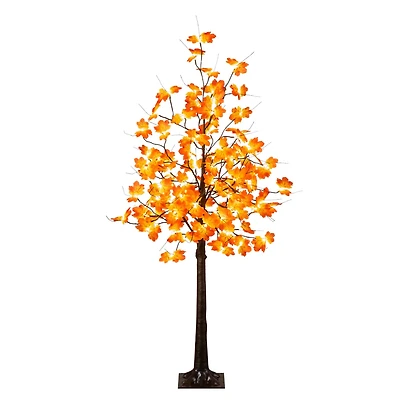 5ft. Pre-Lit Minimalist Autumn Maple Artificial Fall Tree with 96 Warm White LED Lights