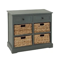 Traditional 4-Basket Turquoise Storage Cabinet