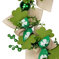 Burlap Bows and Shamrocks St. Patrick's Day Wreath 24" Unlit