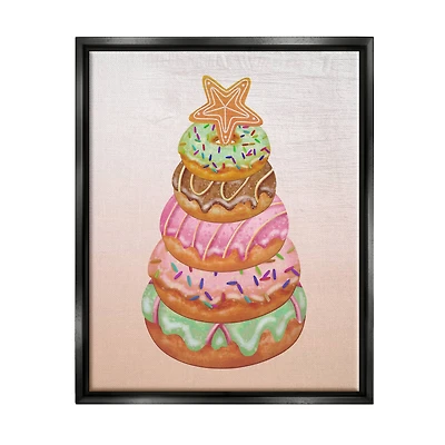 Stupell Industries Seasonal Sweets Stacked Donuts Framed Floater Canvas Wall Art