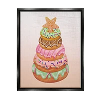 Stupell Industries Seasonal Sweets Stacked Donuts Framed Floater Canvas Wall Art