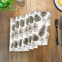 Pine Cones on White Cotton Twill Napkin