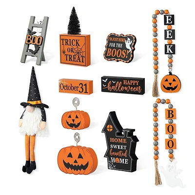 Glitzhome® Halloween Wood Word Signs & Fabric Gnome Décor Set