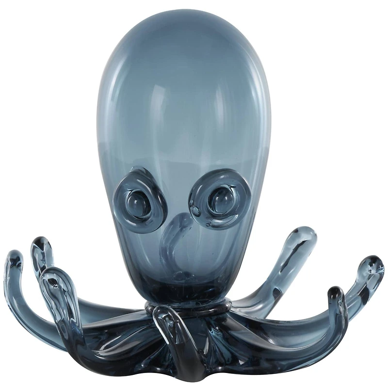 8.5" Blue Ombre Glass Octopus Sculpture