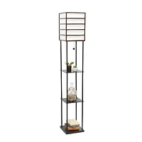 Lalia Home Metal Floor Lamp with Storage Shelves and Linen Shade