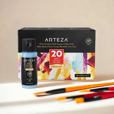 Arteza® 20 Color Matte Craft Acrylic Paint Set