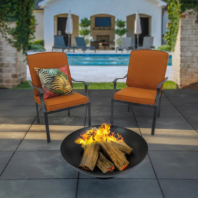 32" Black Cast Iron Fire Pit Bowl with Screen