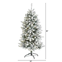 5ft. Pre-Lit Flocked Livingston Fir Pinecones Artificial Christmas Tree with Clear Warm LED Lights