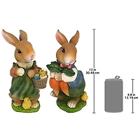 Design Toscano 12" Bunny Hop Lane Mother & Father Rabbit Statue Set