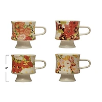 Hello Honey® 12oz. Stoneware Footed Mug Set with Floral Image