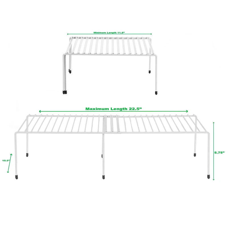 Mind Reader White Multi-Purpose Expandable Kitchen Counter & Cabinet Shelf Storage & Organization