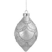 5" Glittered Silver Glass Finial Christmas Ornament