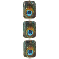 Reconstituted Stone Peacock Feather Rectangle Beads, 20mm by Bead Landing™