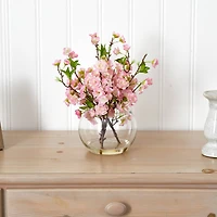 14" Cherry Blossom Arrangement in Glass Vase
