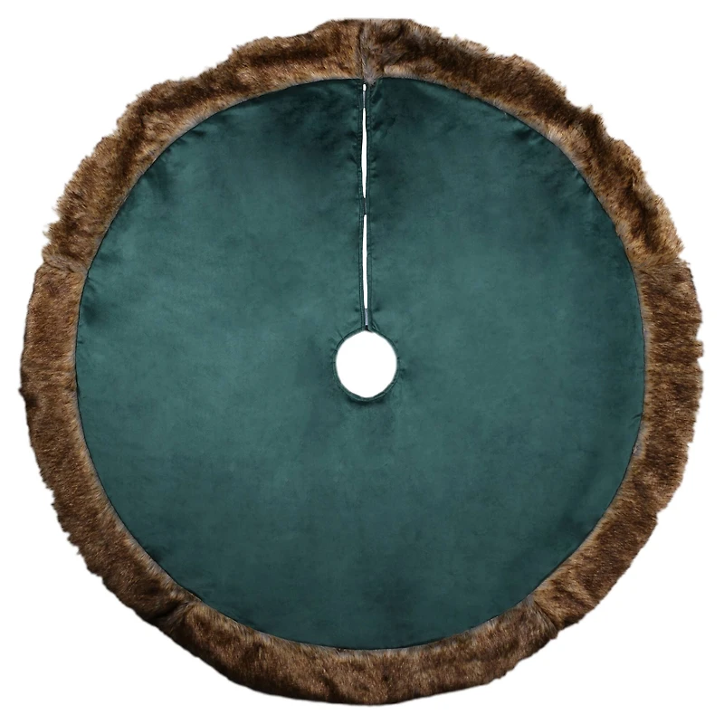 4ft. Green with Brown Faux Fur Tree Skirt by Ashland®