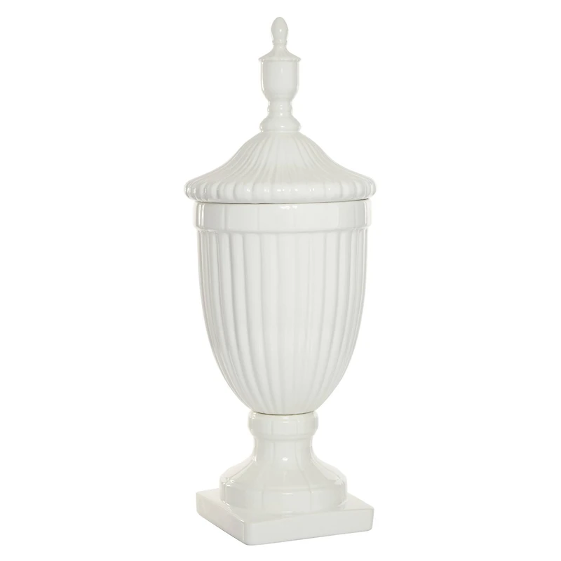 26" White Dolomite Country Decorative Urn