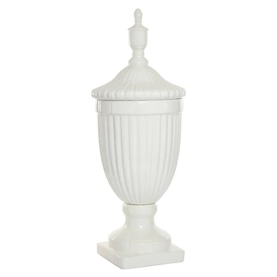 26" White Dolomite Country Decorative Urn