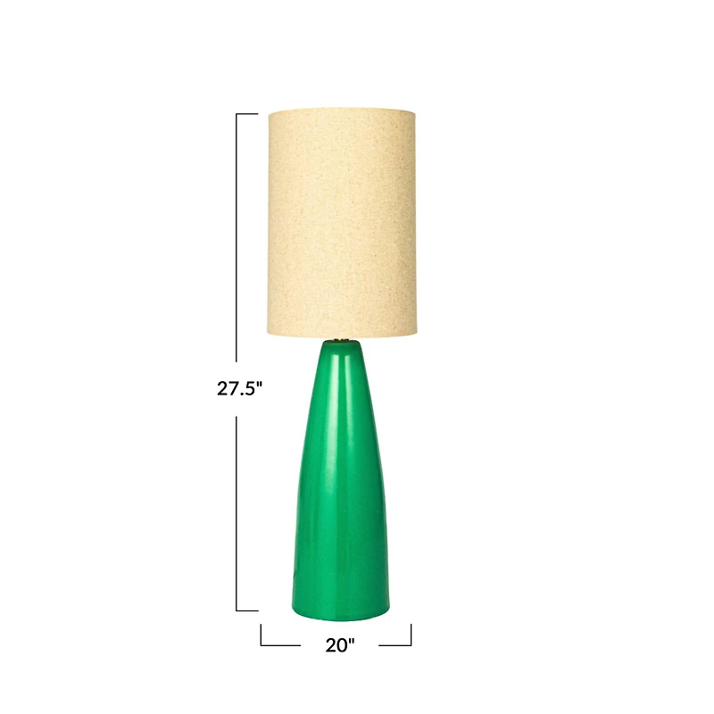 Hello Honey® 27.5" Green Reactive Glaze Ceramic Table Lamp with Linen Shade