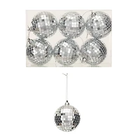 Hello Honey® 6 Pack 3.5" Silver Glass & Foam Disco Ball Ornaments