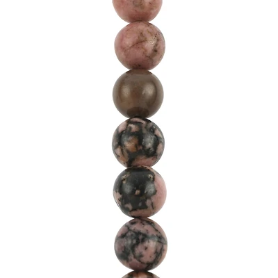 Brown & Black Rhodonite Round Beads by Bead Landing