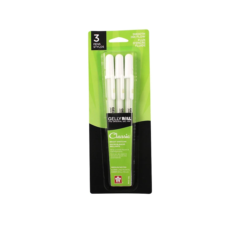 Gelly Roll® Classic® 08 Medium Bright White Ink Pens, 3ct.