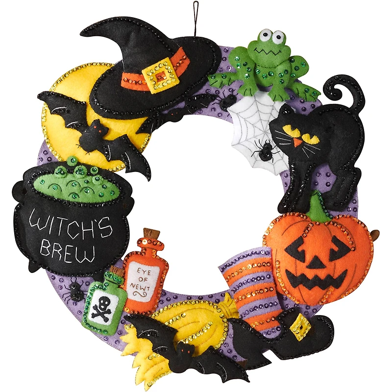 Bucilla Witch's Brew Halloween Felt Wreath Kit
